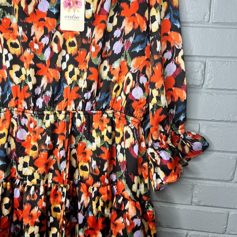 Entro Ruffle Multicolor Floral Mini Dress Size Large - Picture 11 of 16
